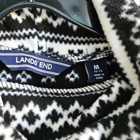 Land's End black white Nordic print fleece top - Picture 5 of 5